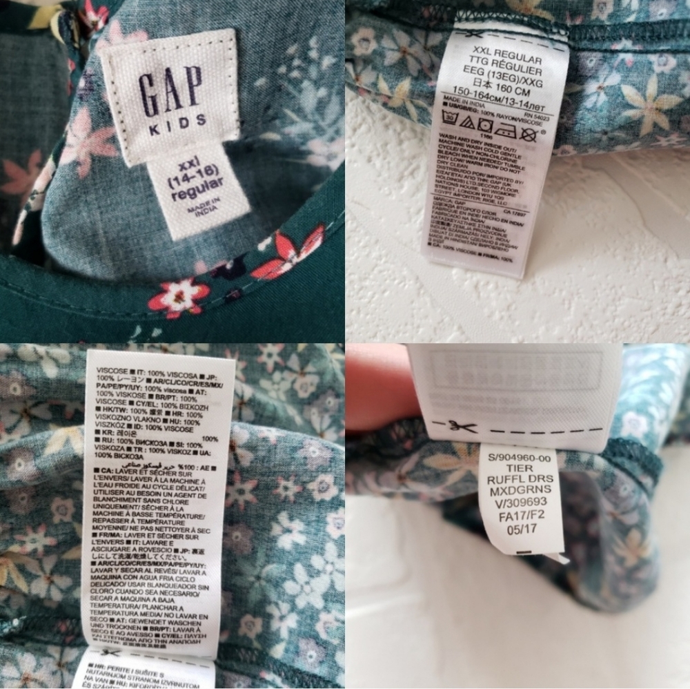 Gap Green Floral Ruffle Tiered Dress - Picture 2 of 8